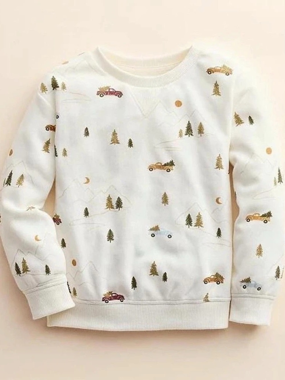 Little Co. by Lauren Conrad Pullover Sweatshirt in the "Ivory Truck Print" 24 Mo